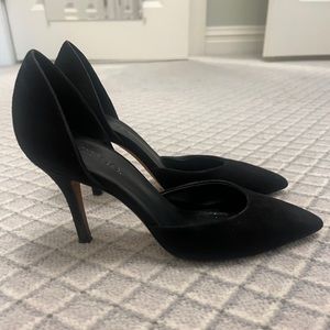Black suede Vince d’orsay heels.